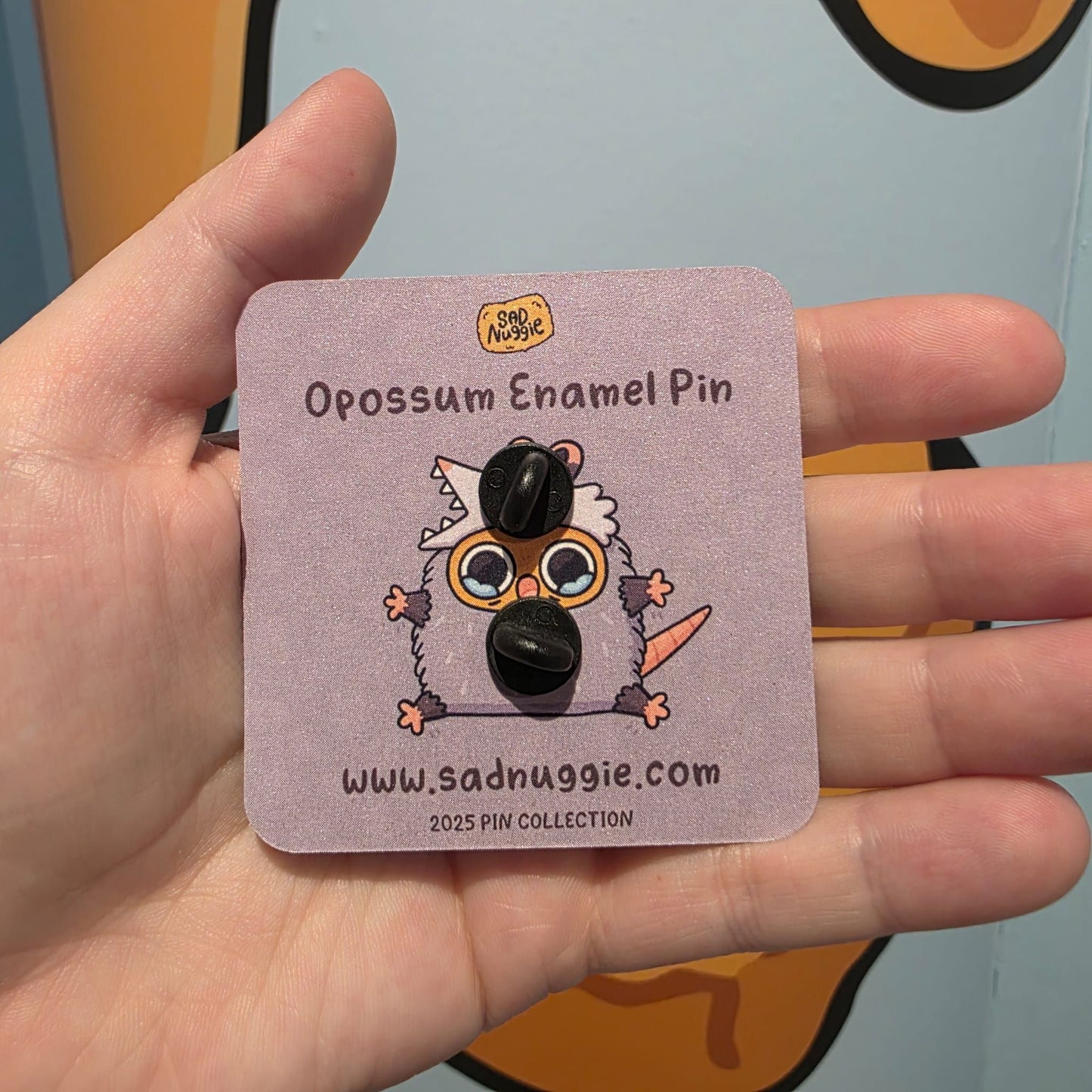 Sad Nuggie Opossum Enamel Pin