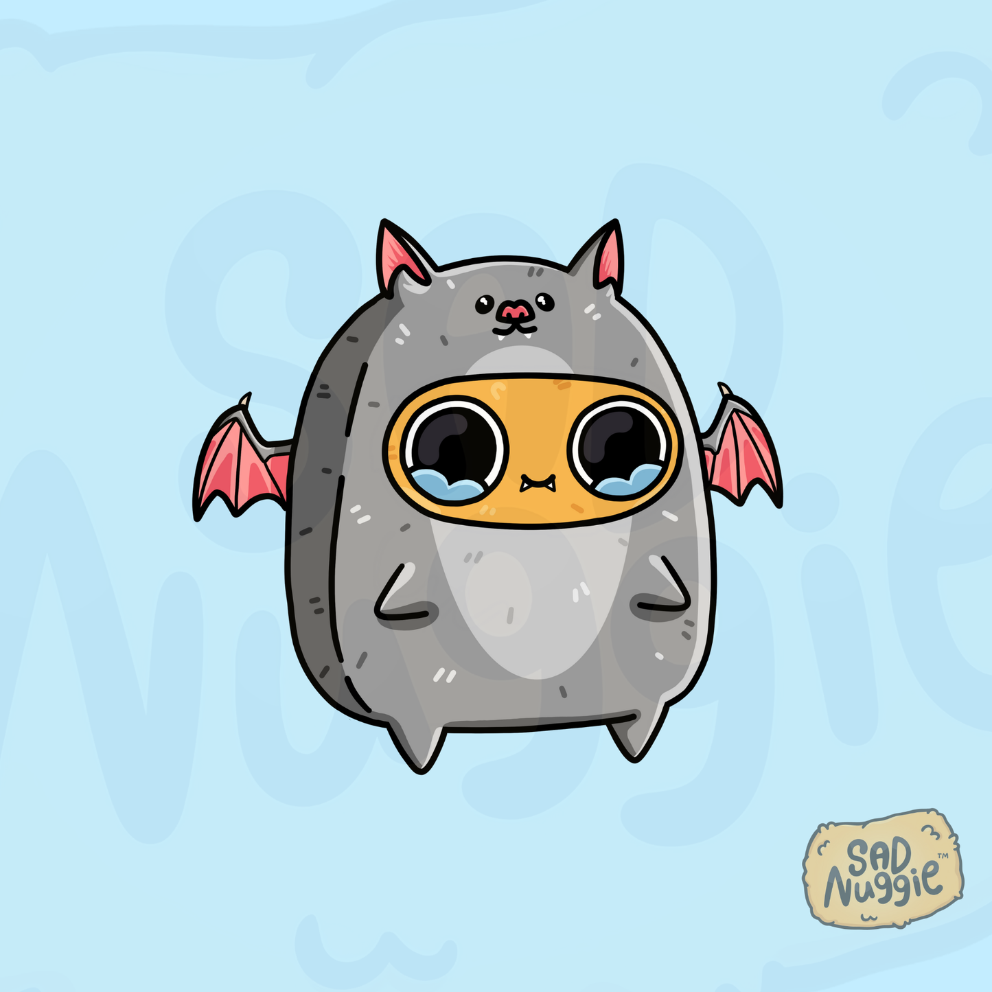 Sad Nuggie Grey Bat Sticker