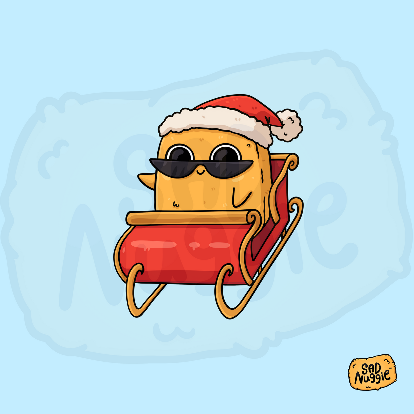 Sad Nuggie Sleigh Sticker