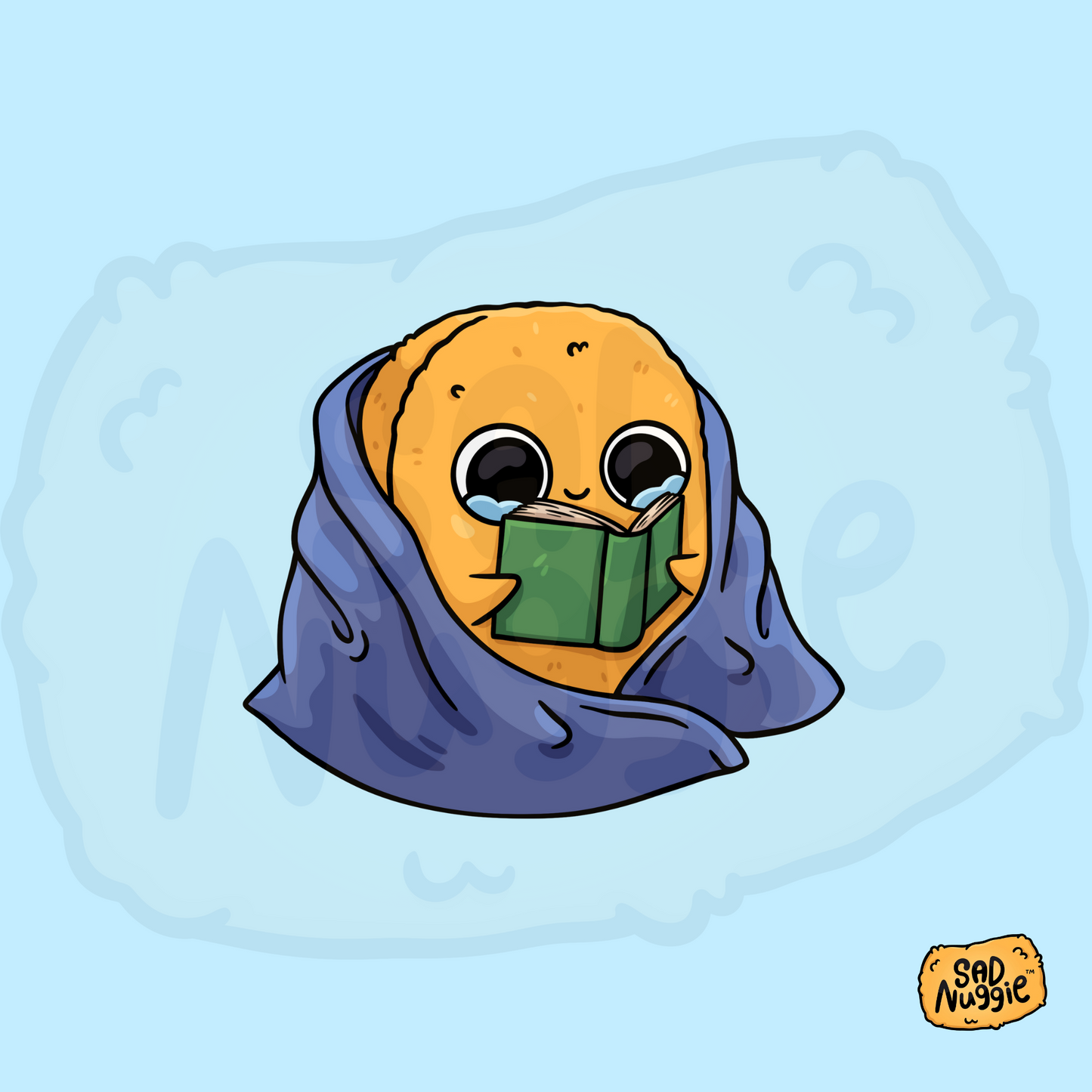 Sad Nuggie Reading Sticker