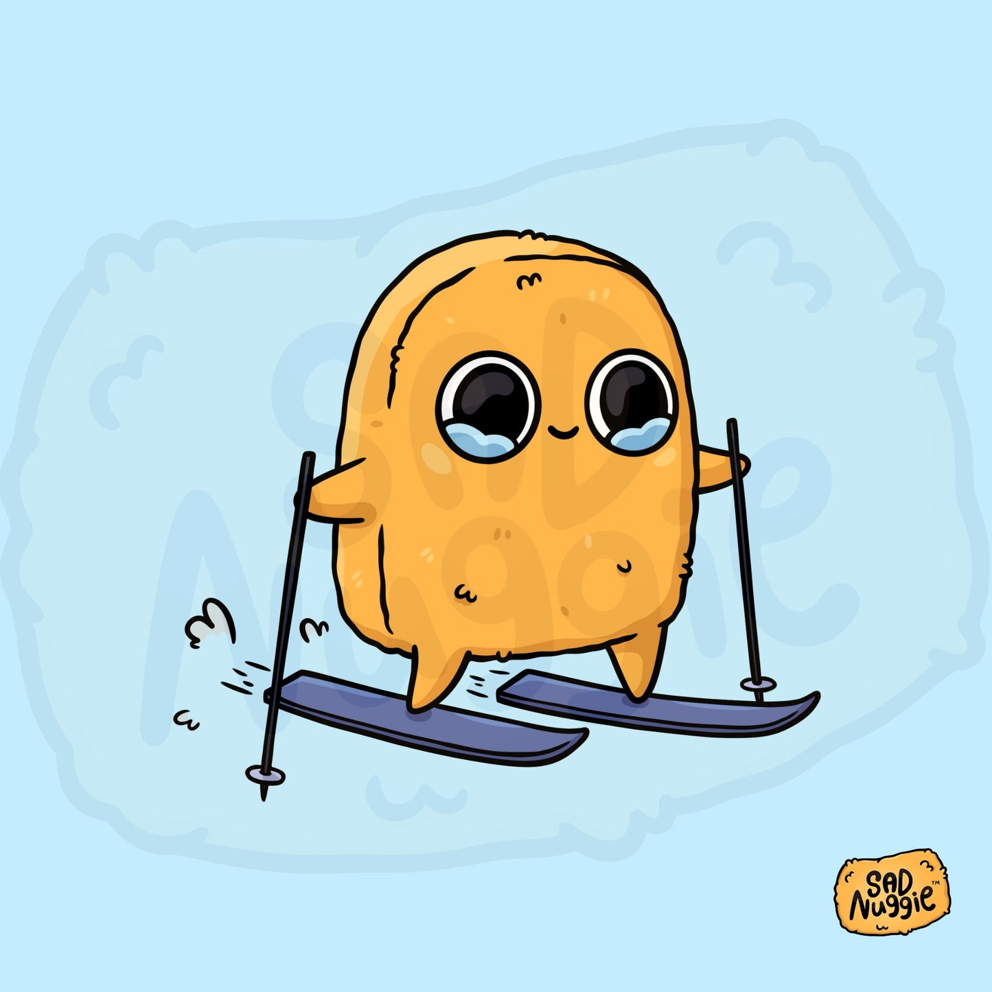 Sad Nuggie Skiing Sticker