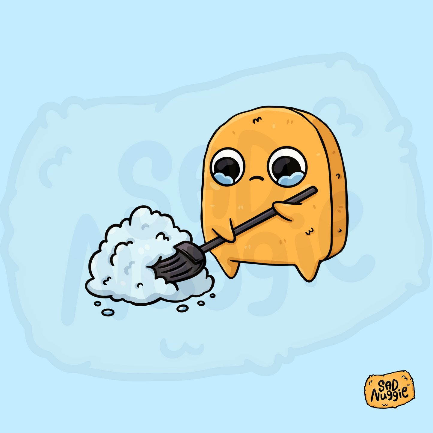 Sad Nuggie Shovelling Snow Sticker