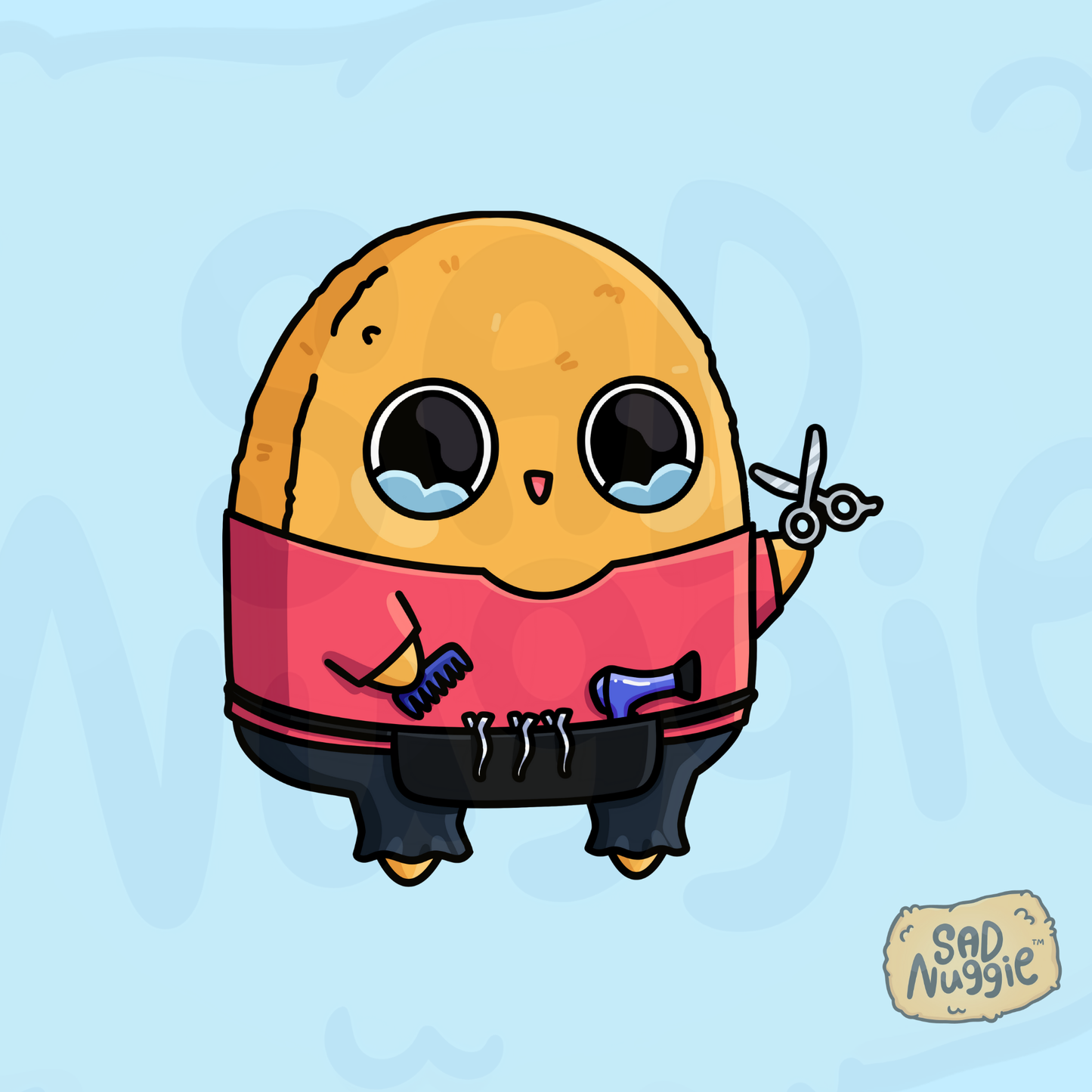 Sad Nuggie Hair Dresser Sticker