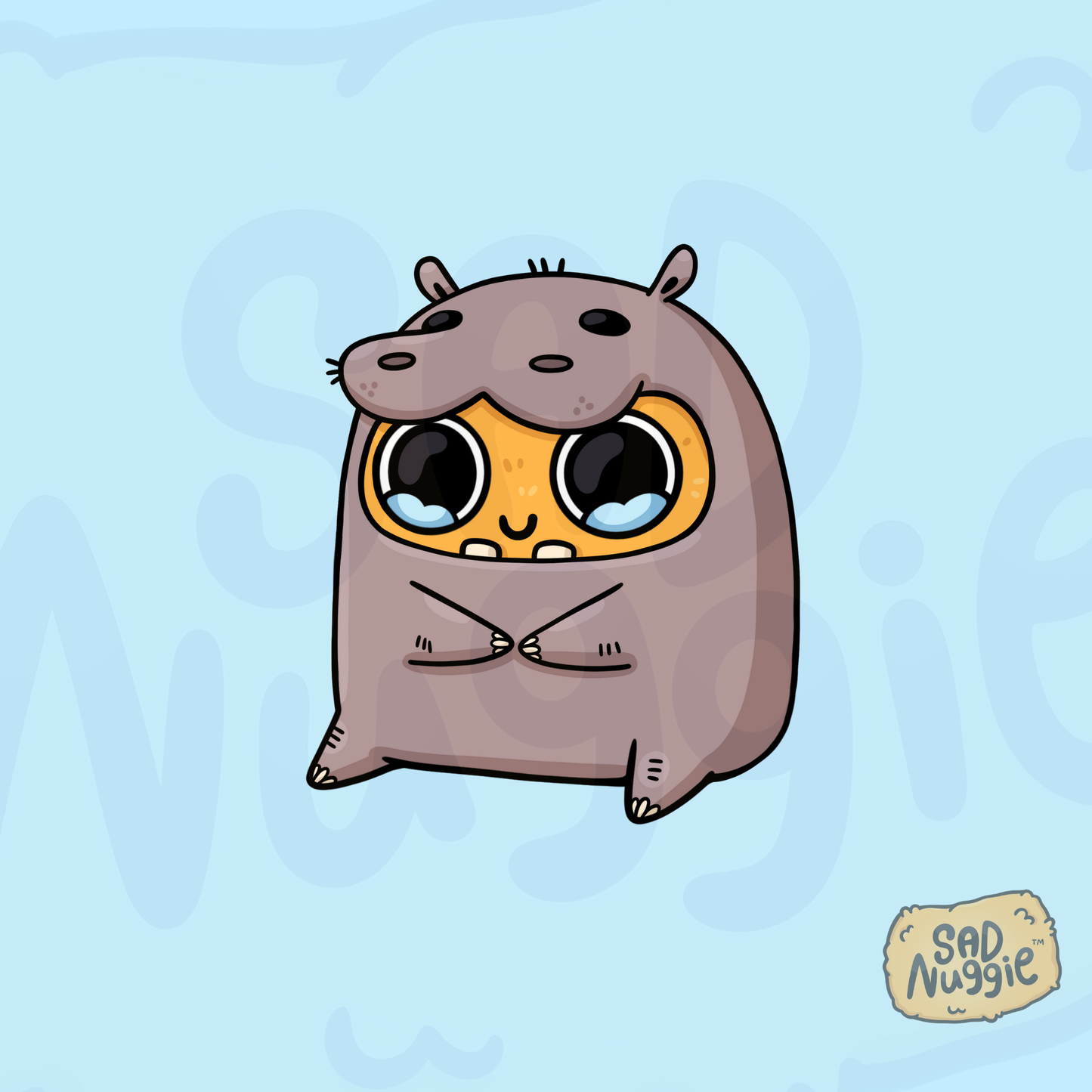 Sad Nuggie Hippo Sticker