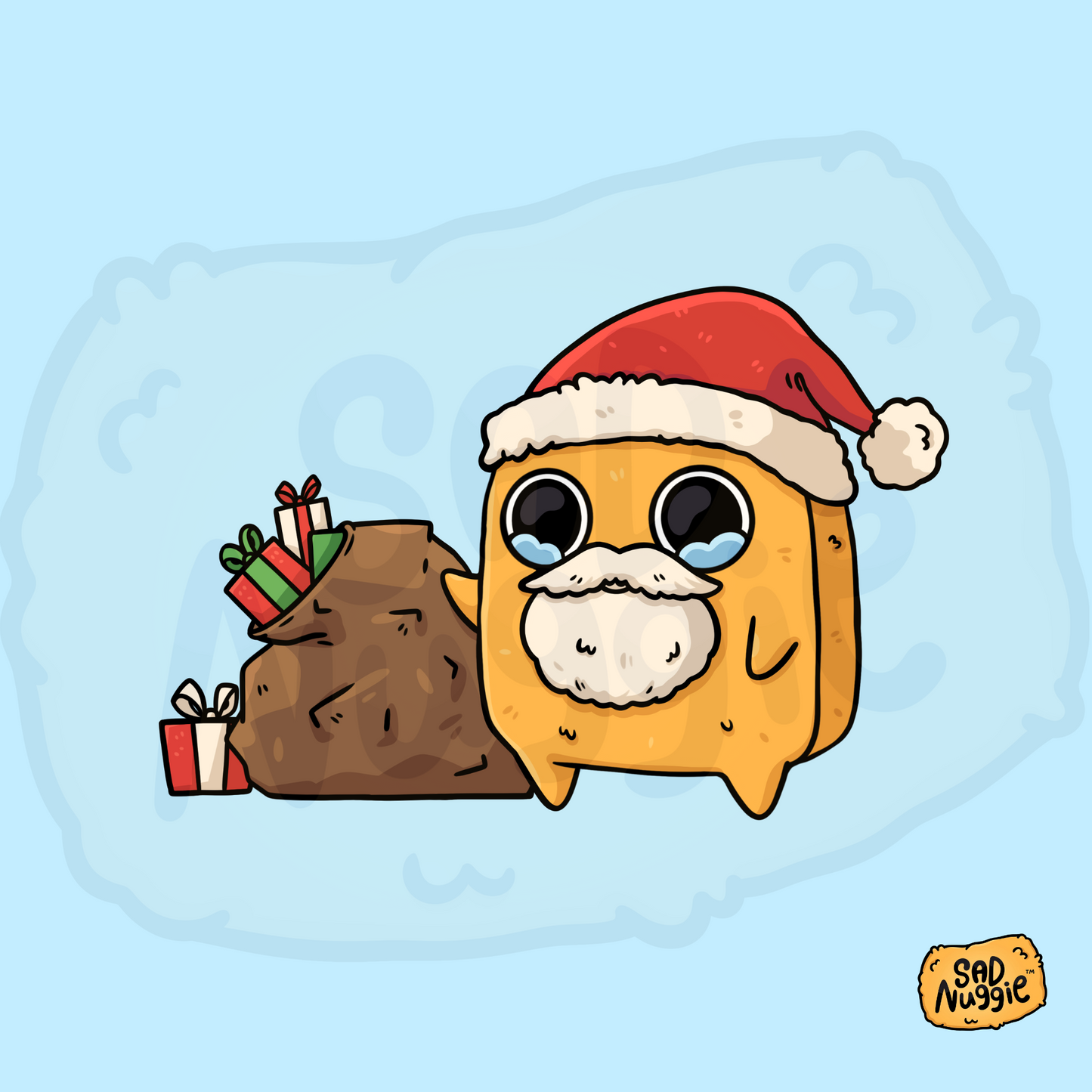 Sad Nuggie Santa Sticker