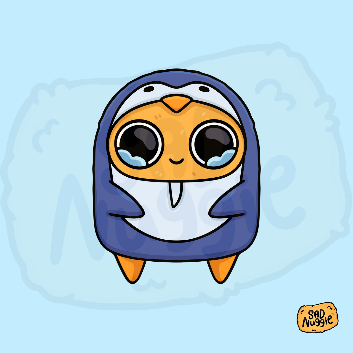 Sad Nuggie Blue Penguin Sticker