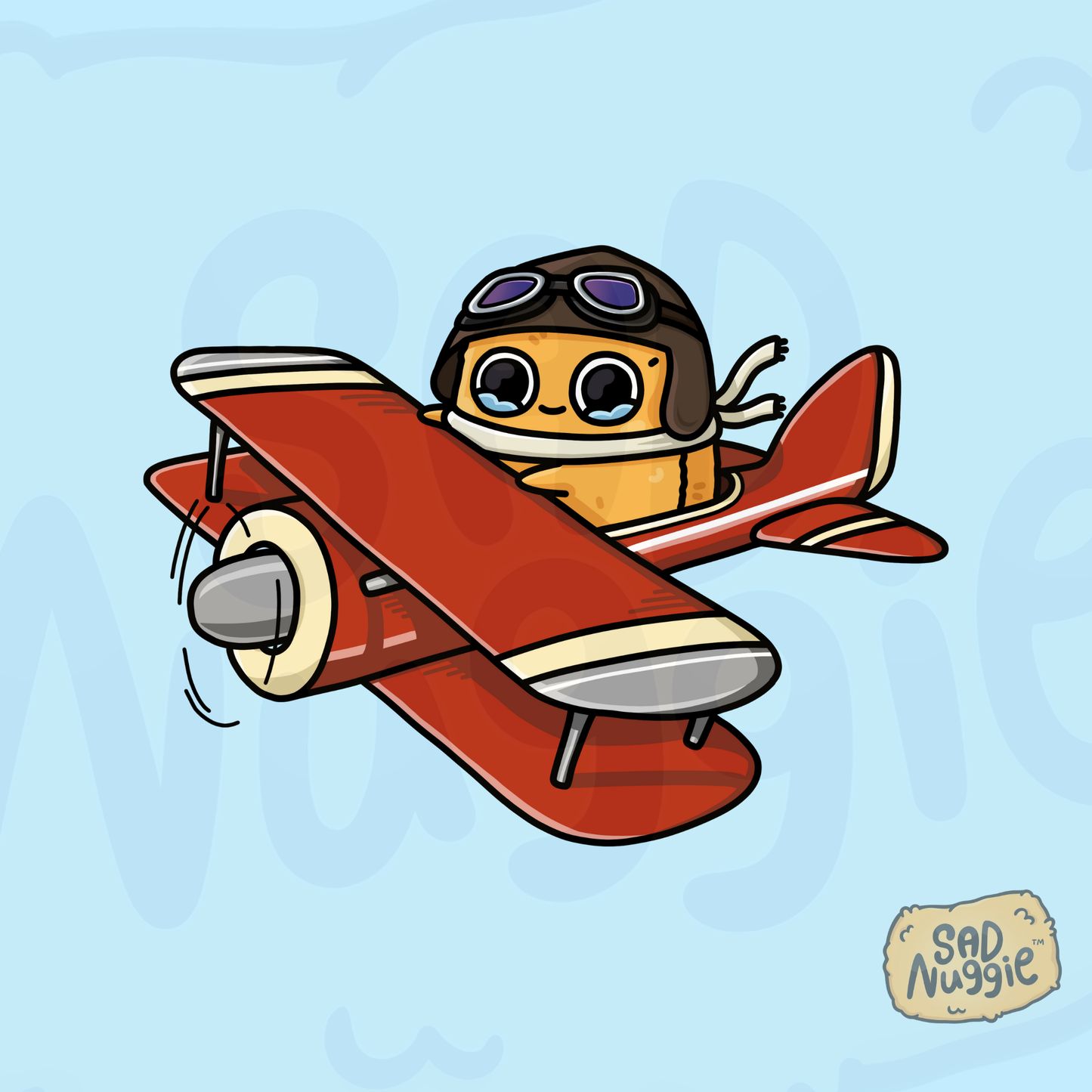 Sad Nuggie Airplane Sticker
