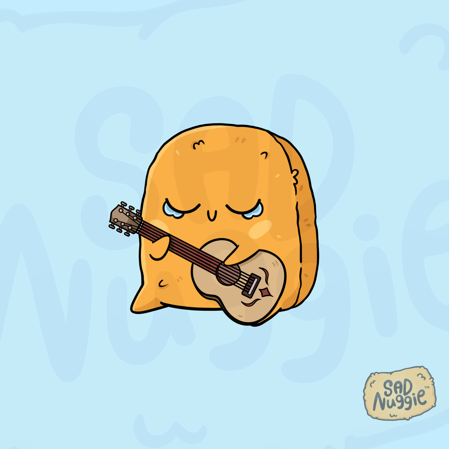 Sad Nuggie Crying Guitar Sticker