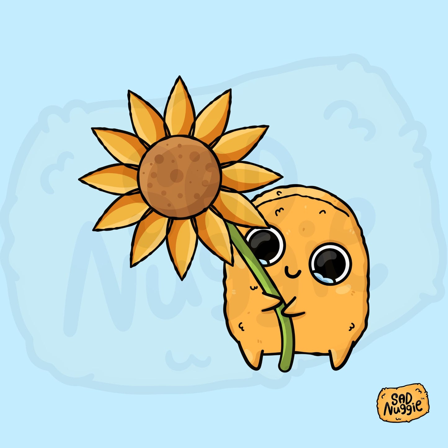 Sad Nuggie Sun Flower Sticker