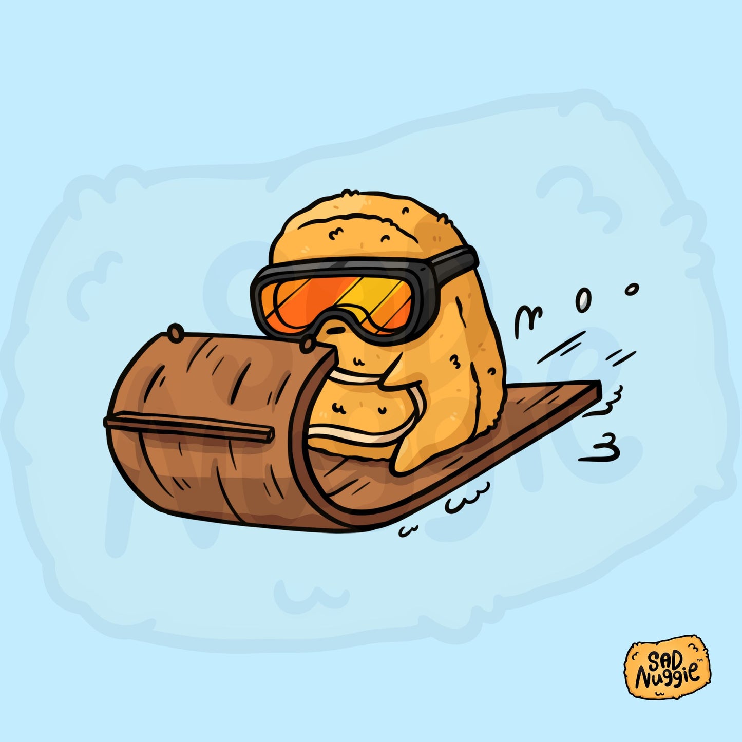 Sad Nuggie Sledding Sticker