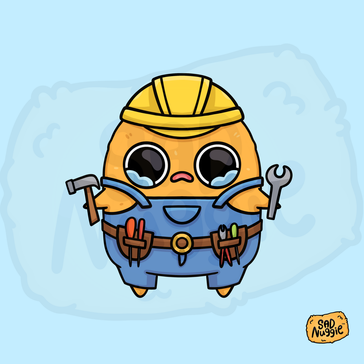 Sad Nuggie Construction Worker Sticker