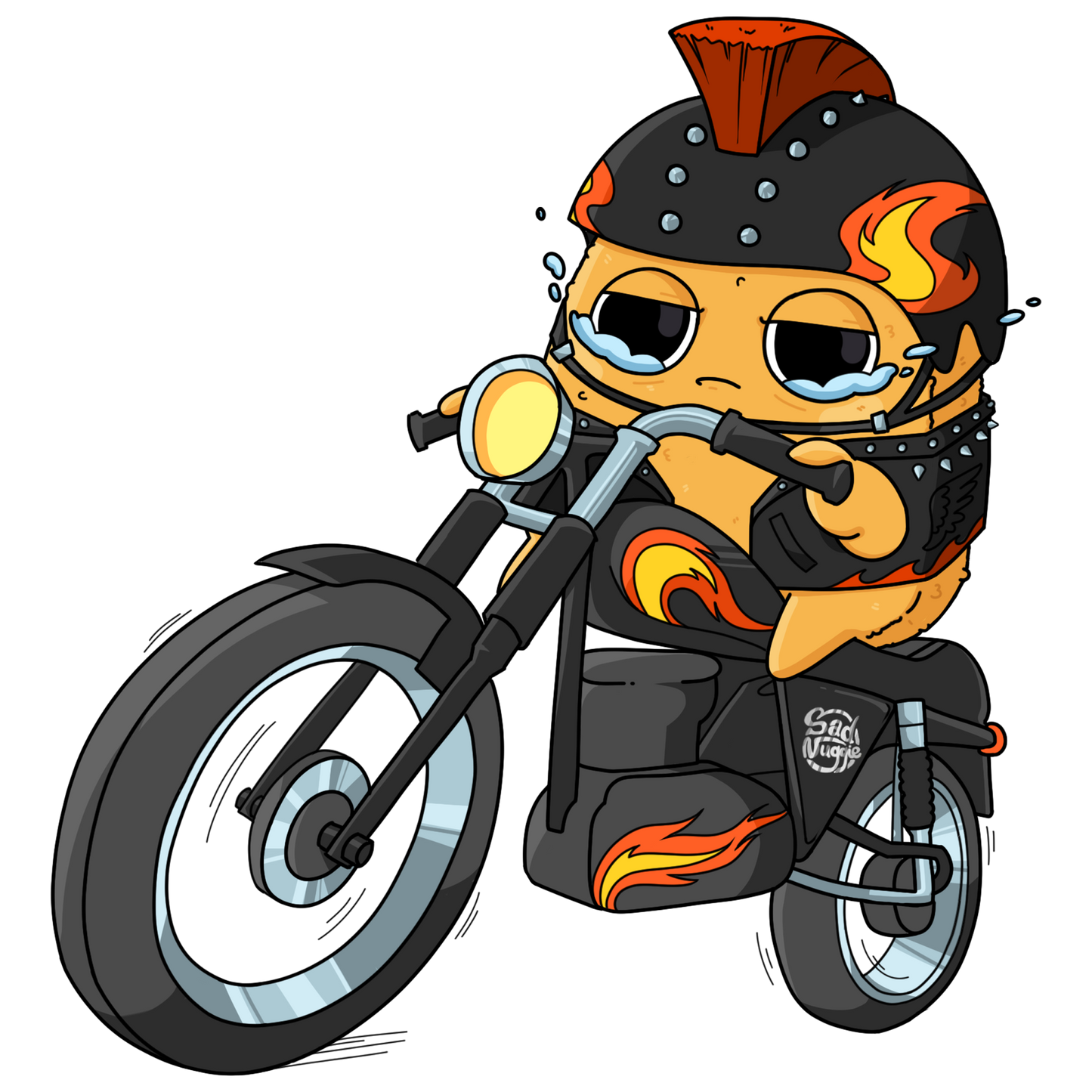 Sad Nuggie Motorcycle Magnet