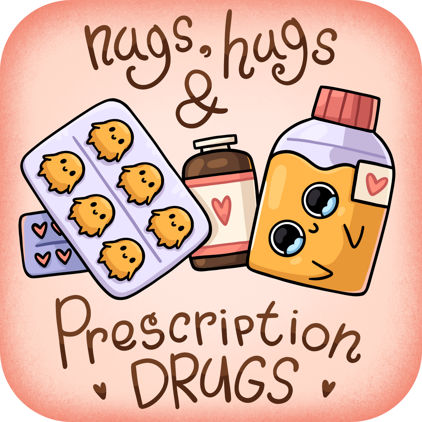 Sad Nuggie Nugs, Hugs, & Prescription Drugs Magnet