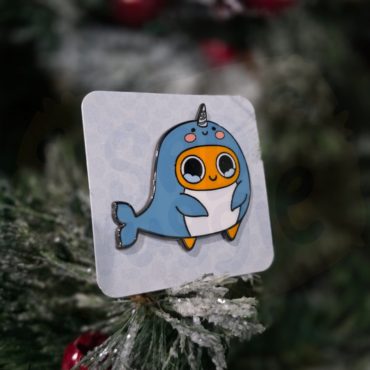 Sad Nuggie Narwhal Enamel Pin