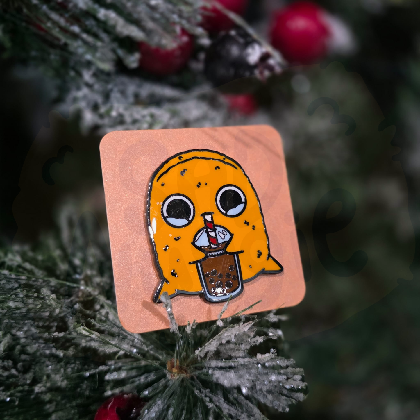 Sad Nuggie Bubble Tea Enamel Pin