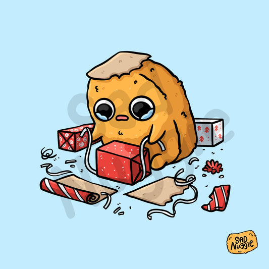 Gift Wrapping Sad Nuggie Sticker