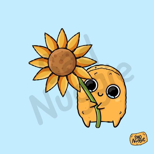 Sun Flower Sad Nuggie Sticker