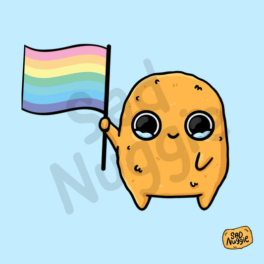 LGBTQ Flag Sad Nuggie Sticker