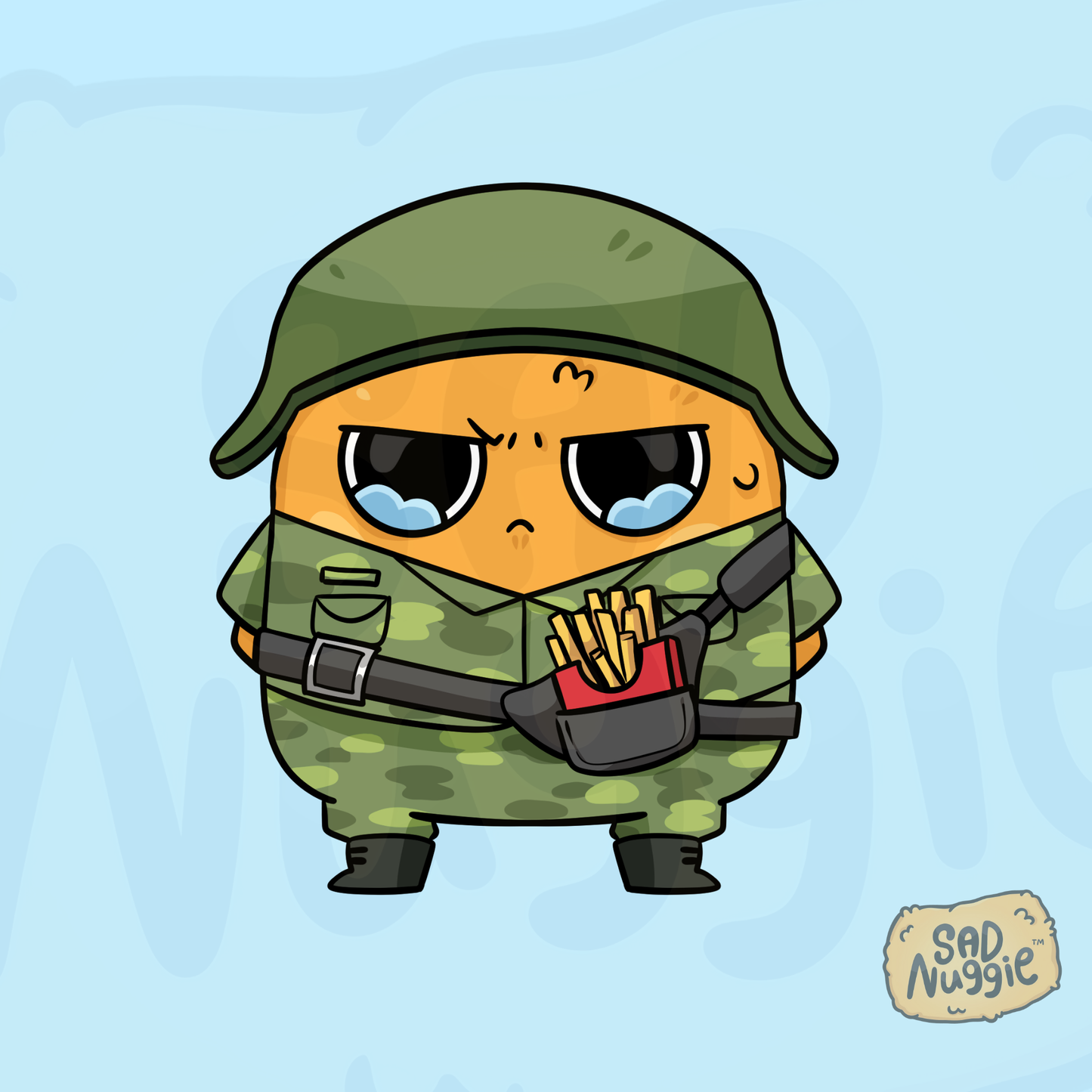 Sad Nuggie Soldier Sticker