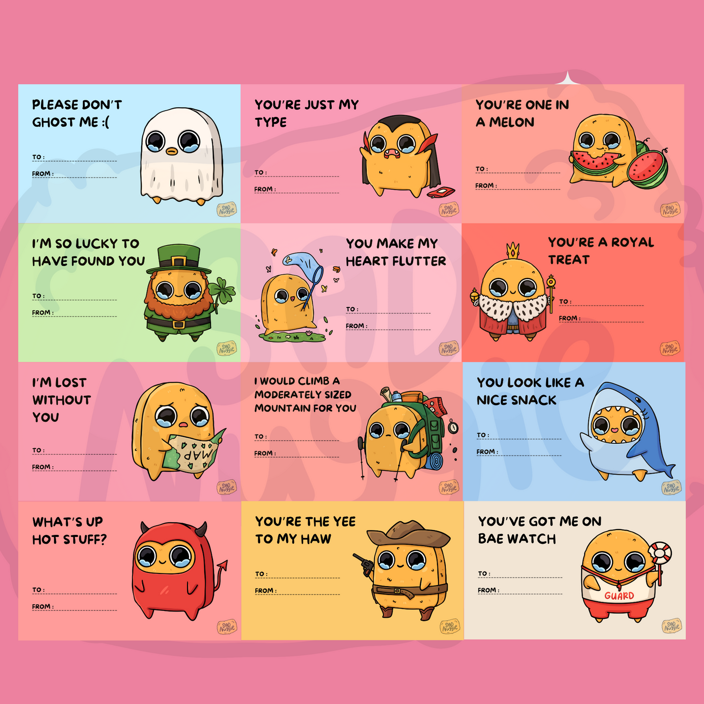 Sad Nuggie Valentines Cards (Print File)