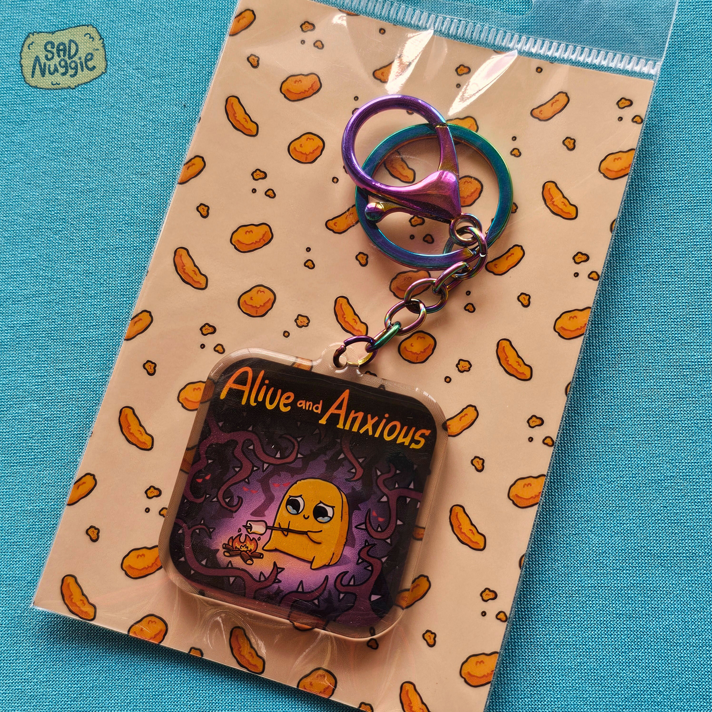 Sad Nuggie Alive & Anxious Epoxy Keychain