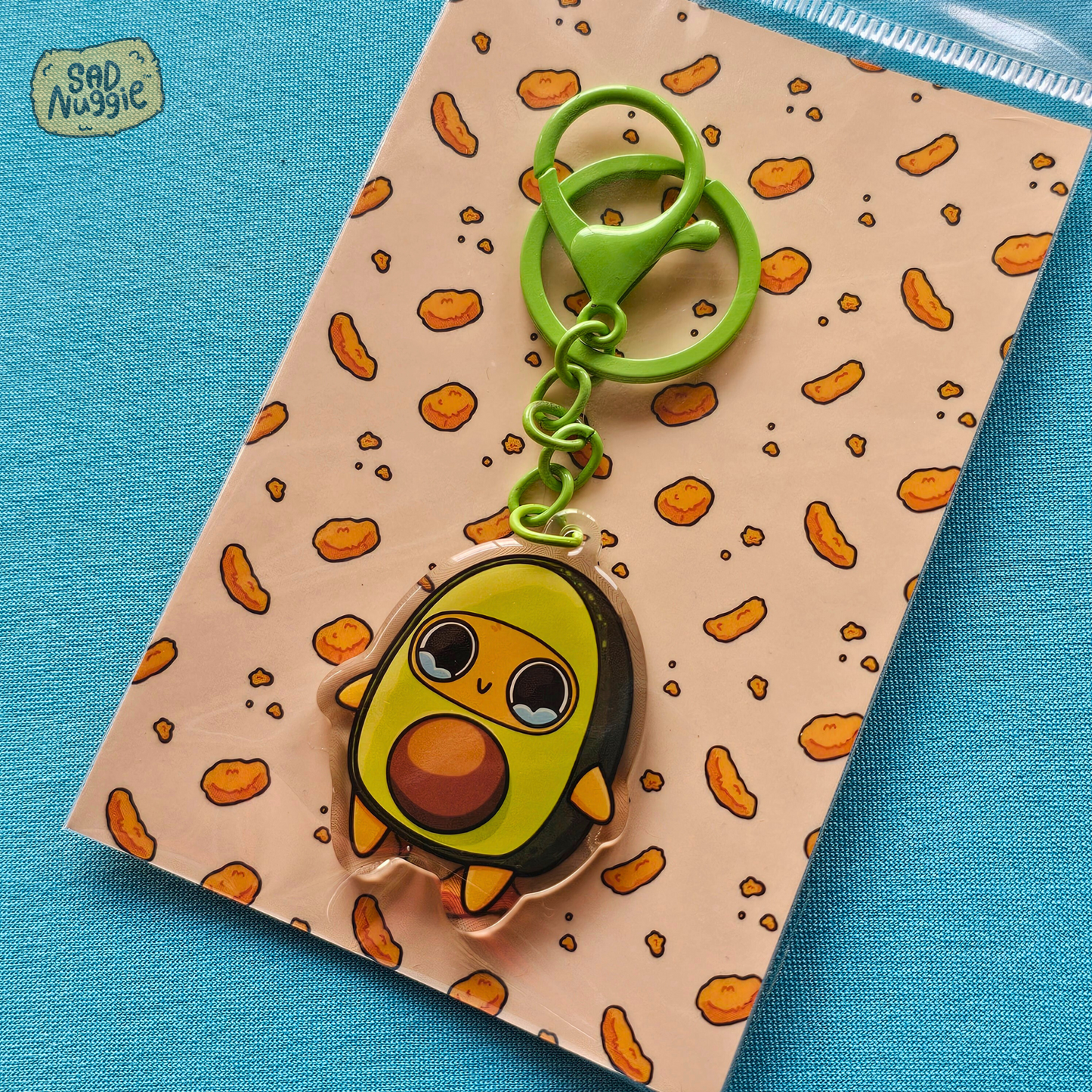 Sad Nuggie Avocado Epoxy Keychain