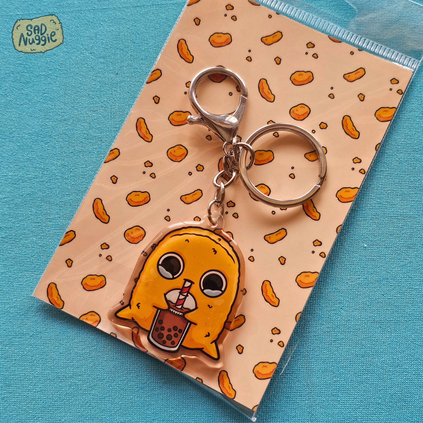 Sad Nuggie Bubble Tea Epoxy Keychain