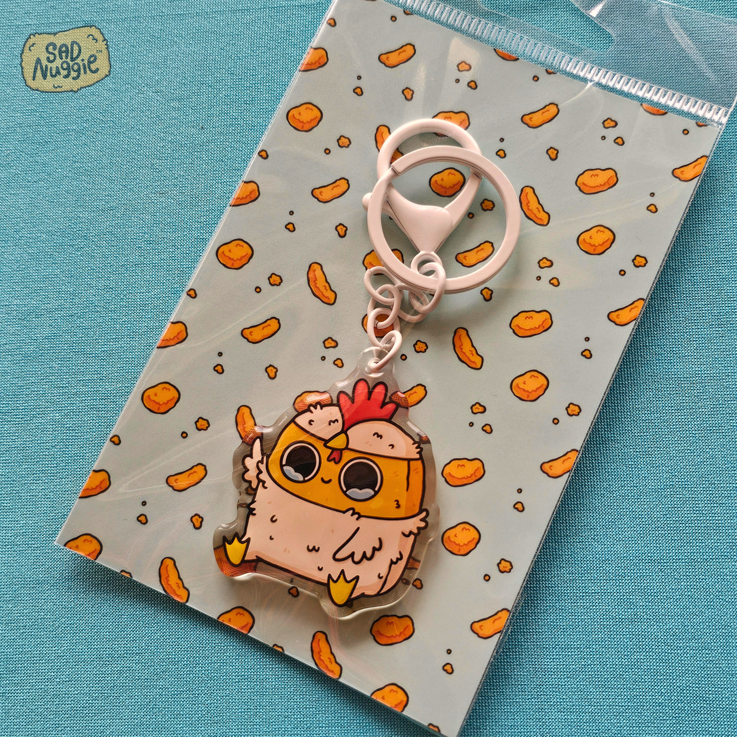 Sad Nuggie Chicken Epoxy Keychain