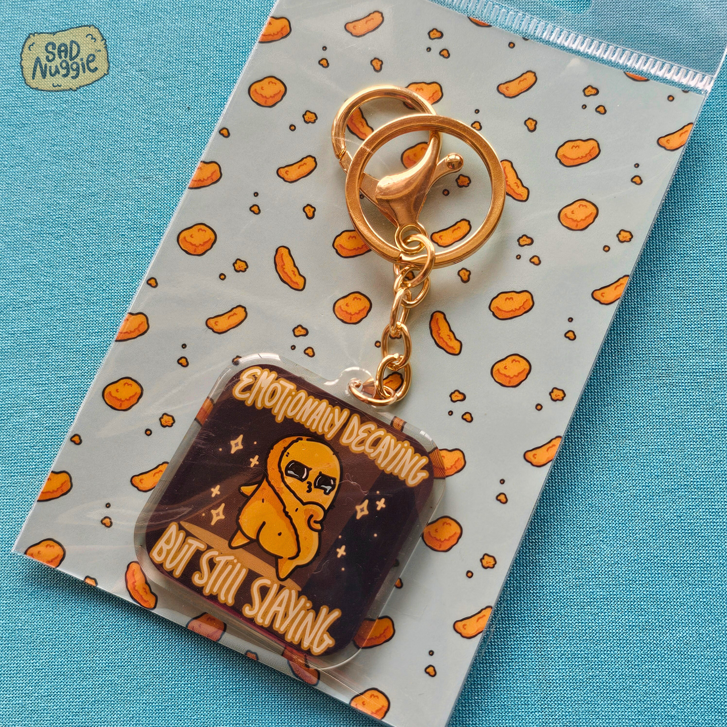 Sad Nuggie Emotionally Decaying But Still Slaying Epoxy Keychain