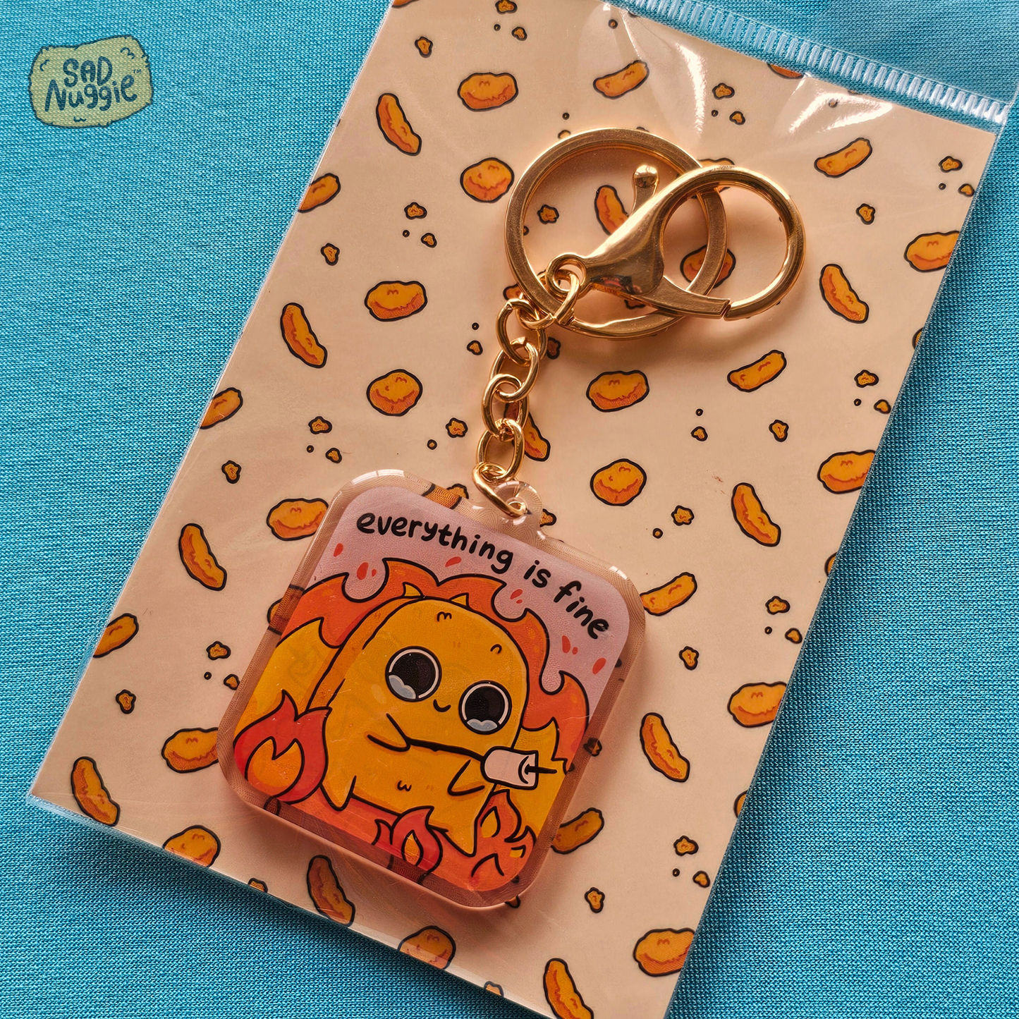 Sad Nuggie Everything Is Fine Epoxy Keychain