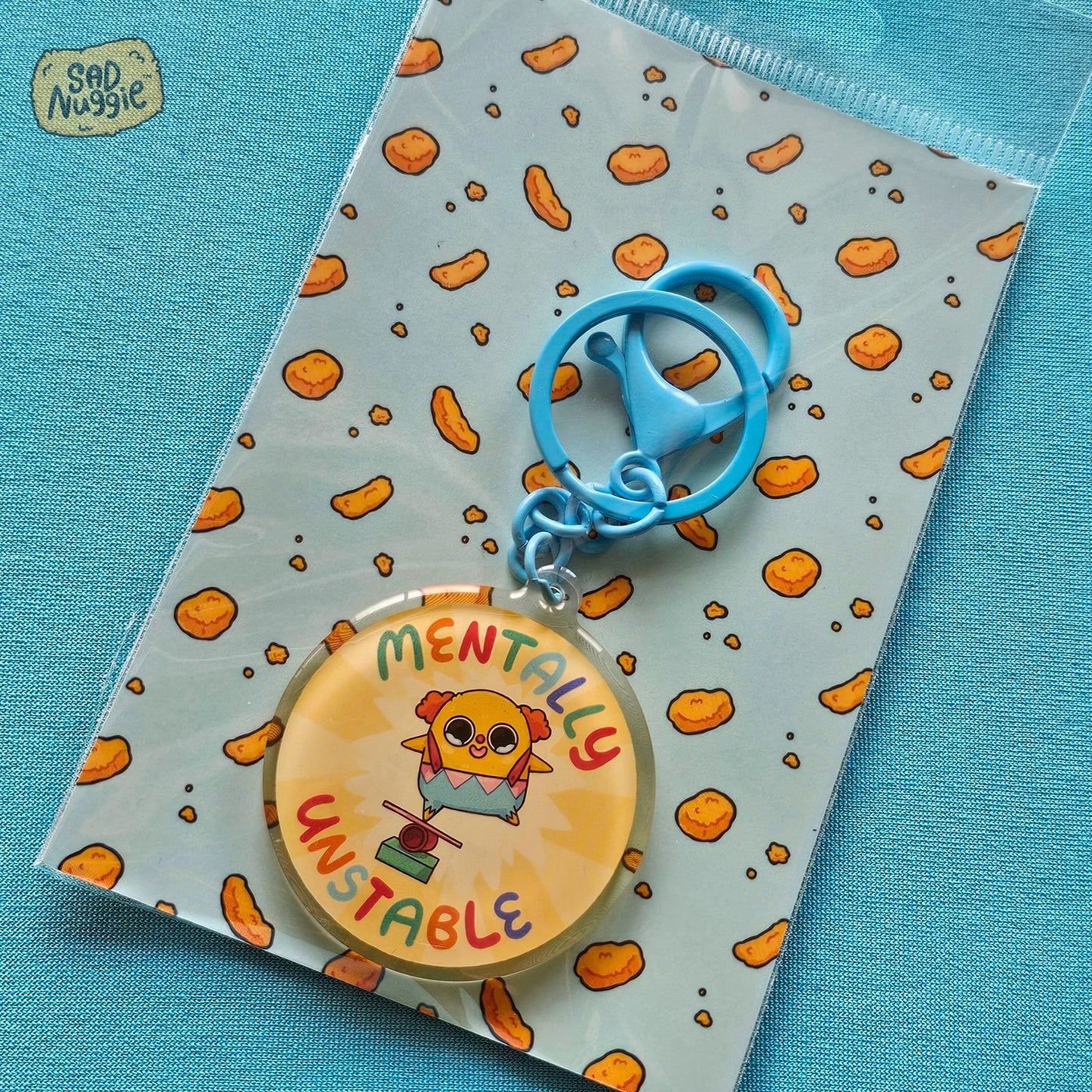 Sad Nuggie Mentally Unstable Epoxy Keychain