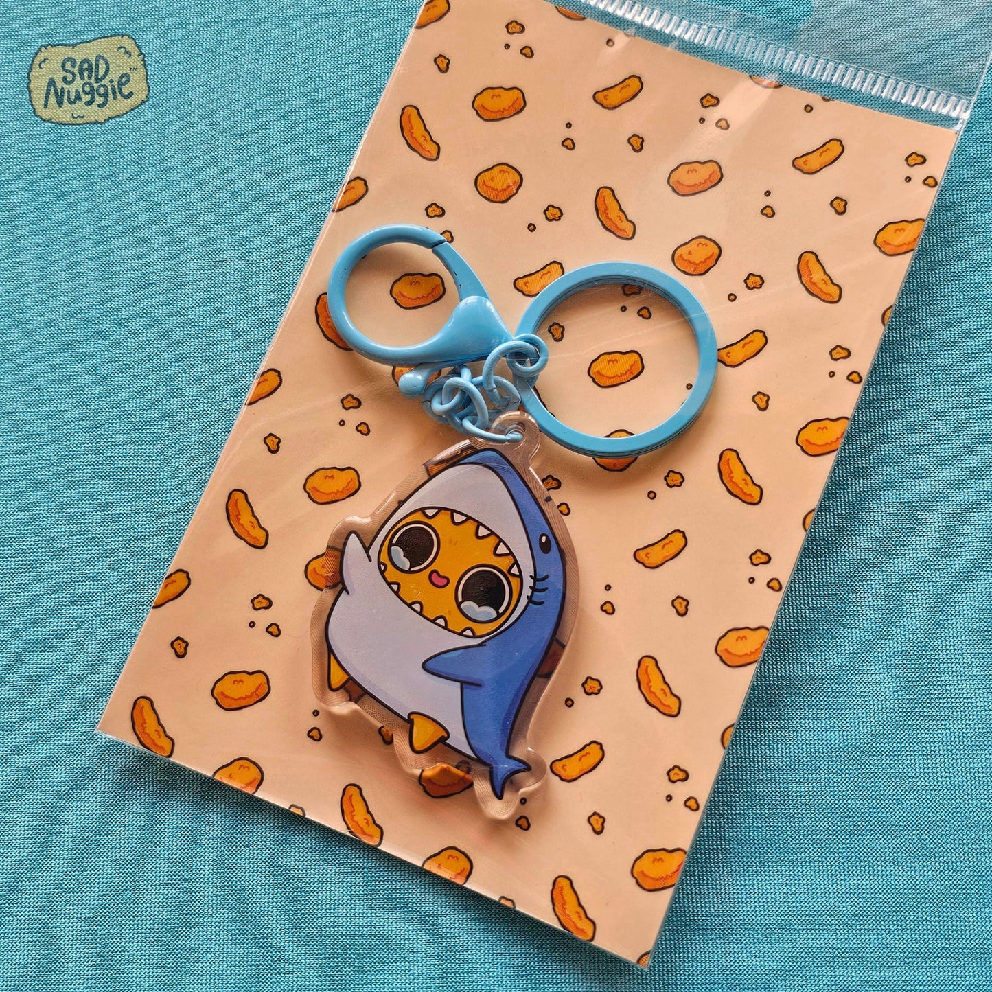 Sad Nuggie Shark Epoxy Keychain