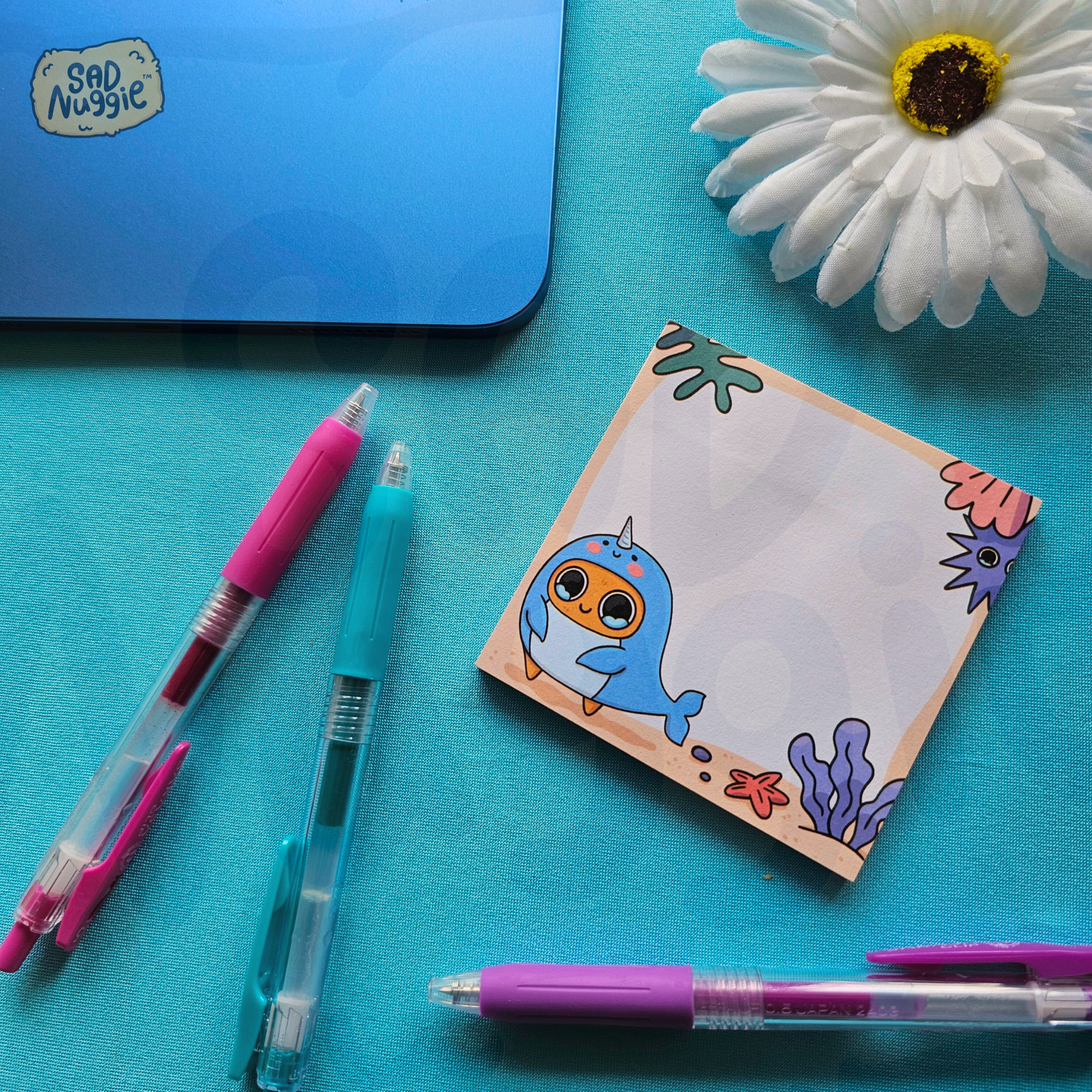 Sad Nuggie Narwhal Sticky Notepad