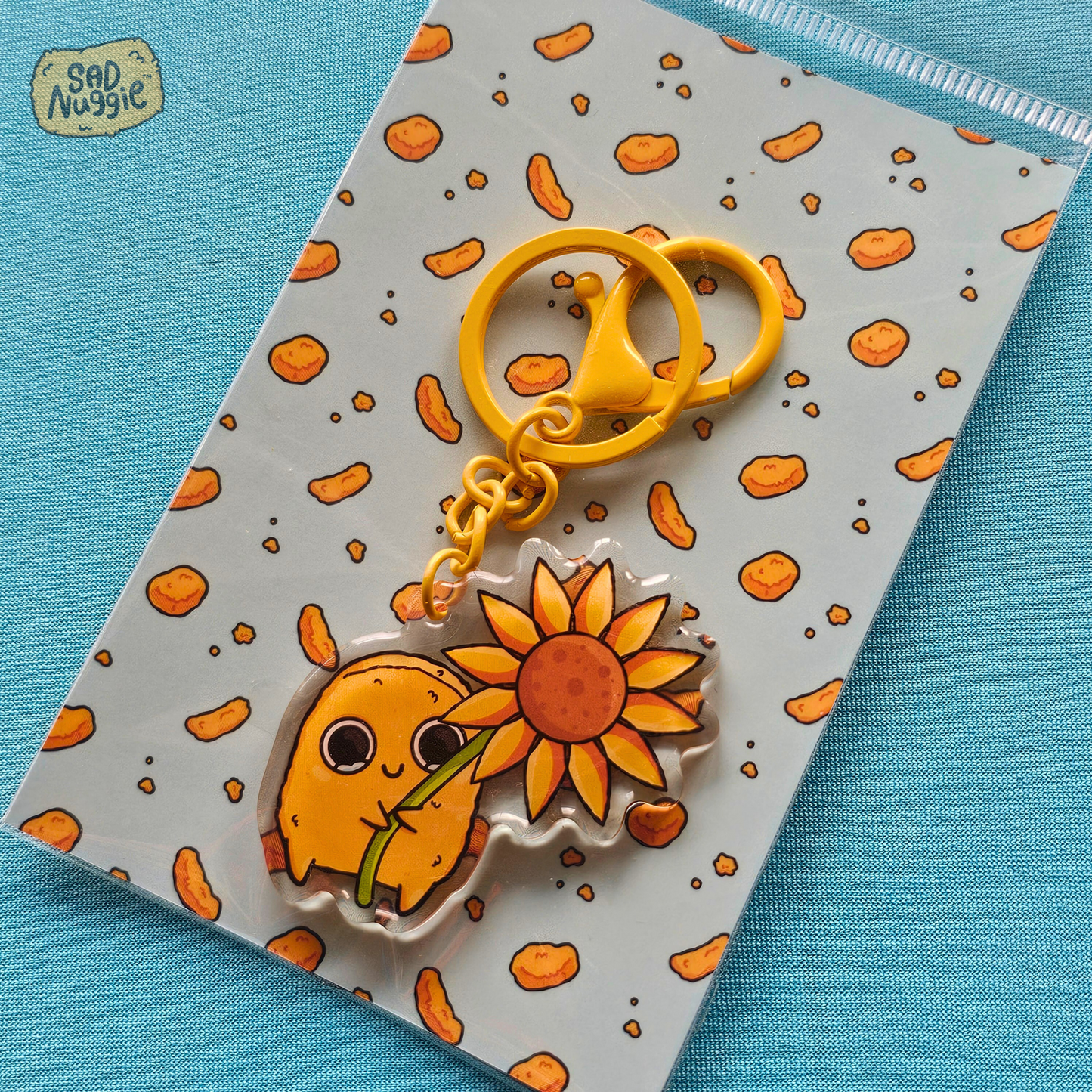 Sad Nuggie Sunflower Epoxy Keychain