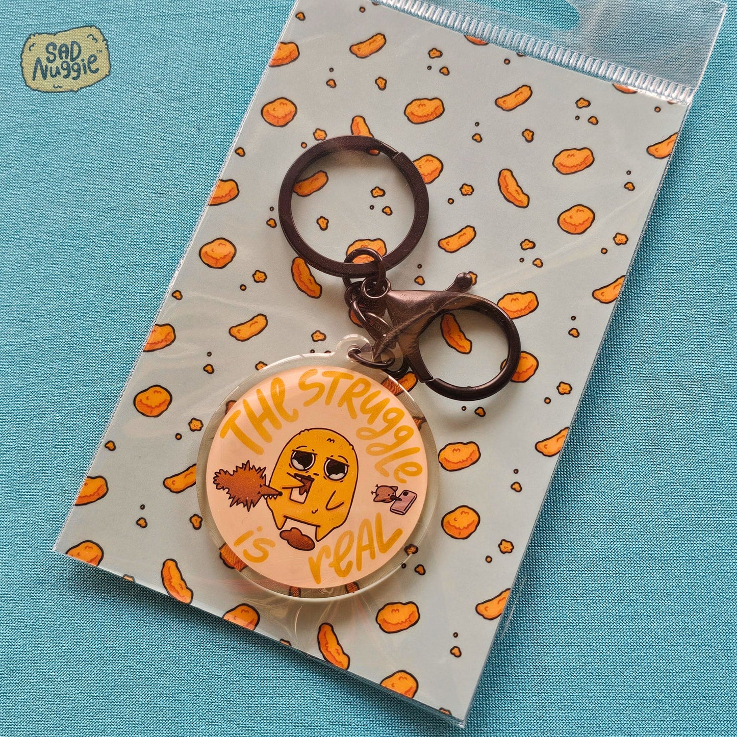 Sad Nuggie The Struggle is Real Epoxy Keychain