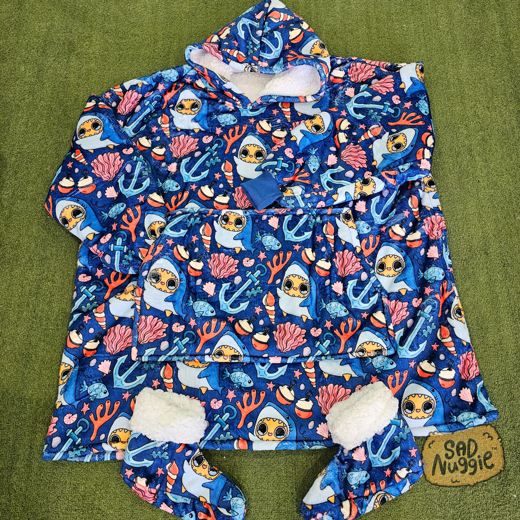 Sad Nuggie Shark Wearable Blanket