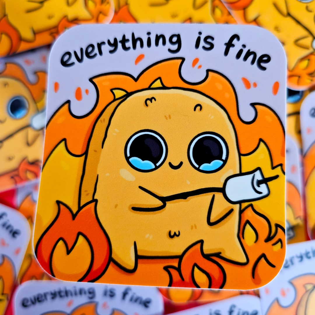 Sad Nuggie Everything is Fine Sticker
