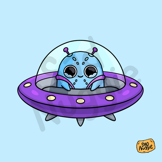 Alien UFO Sad Nuggie Sticker