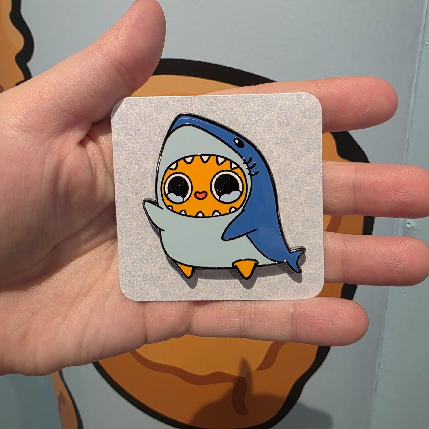 Sad Nuggie Shark Enamel Pin