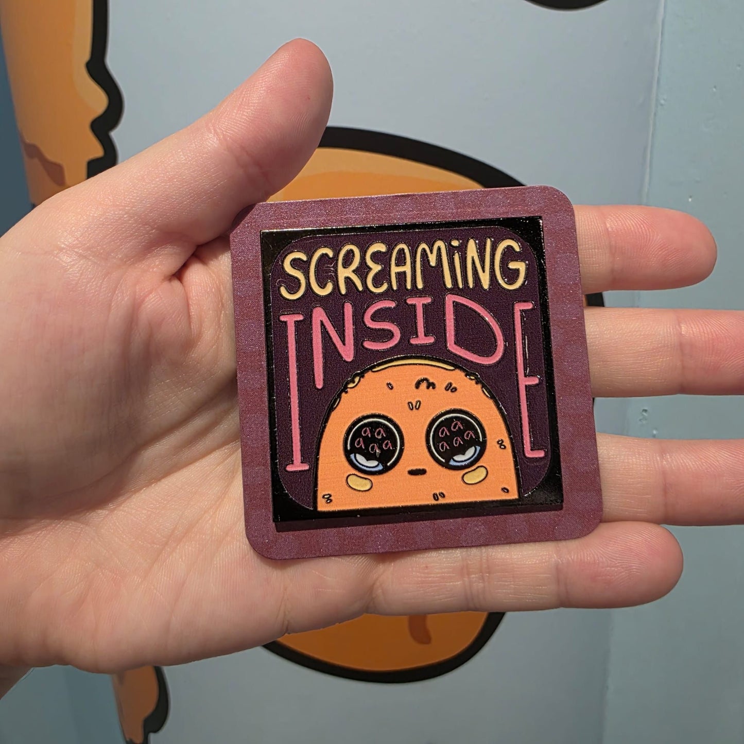 Sad Nuggie Screaming Inside Enamel Pin