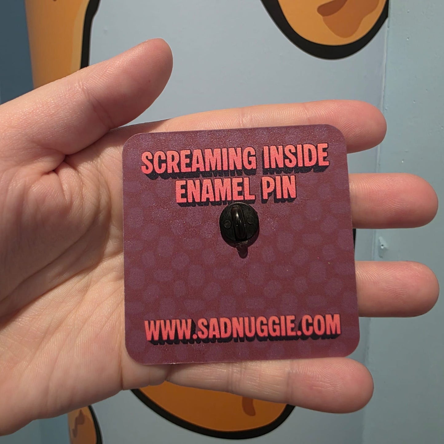 Sad Nuggie Screaming Inside Enamel Pin