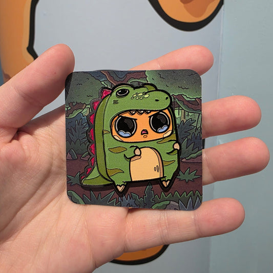 Sad Nuggie Angry Dino Enamel Pin