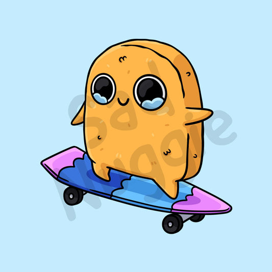 Longboarding Sad Nuggie Sticker