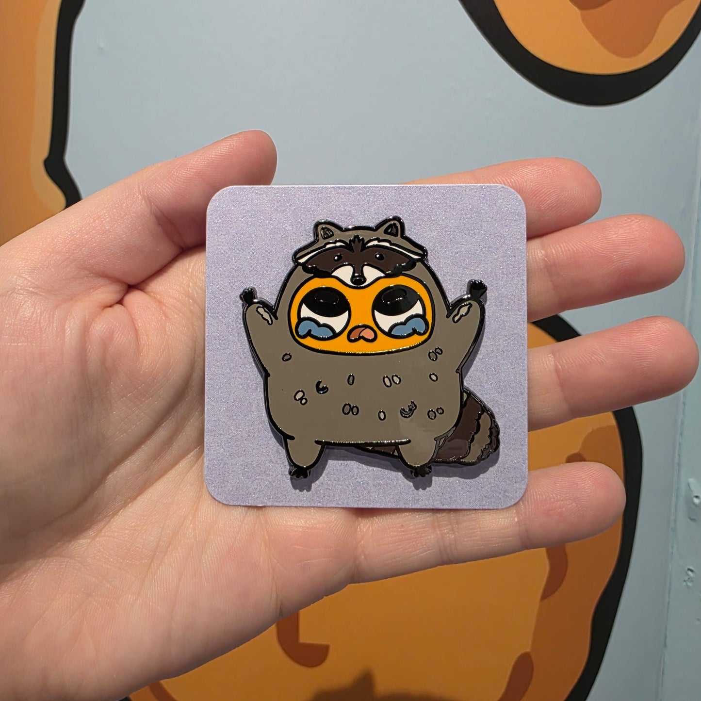 Sad Nuggie Raccoon Enamel Pin