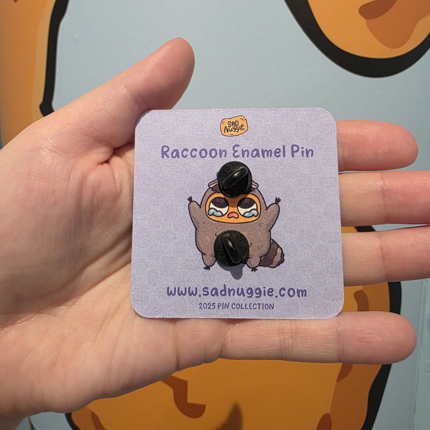 Sad Nuggie Raccoon Enamel Pin