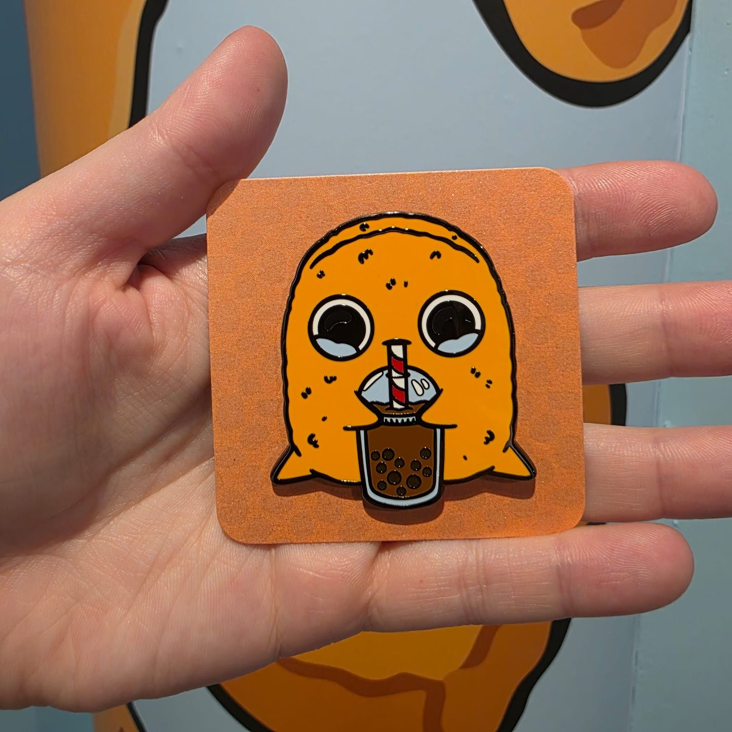 Sad Nuggie Bubble Tea Enamel Pin