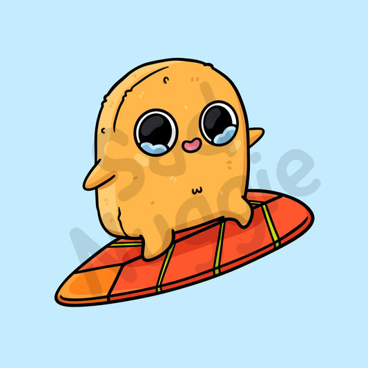 Surfing Sad Nuggie Sticker