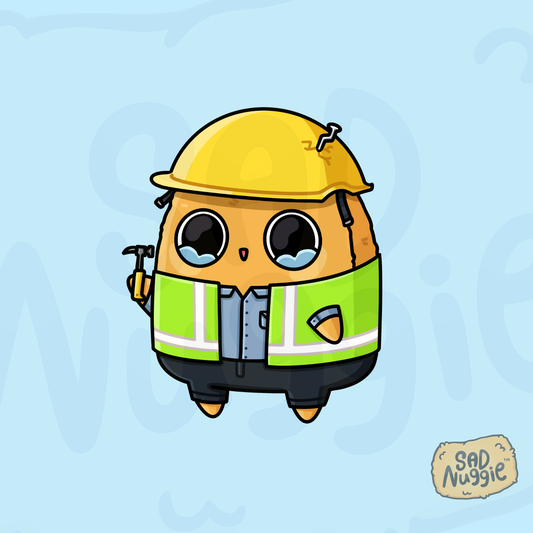 Sad Nuggie Construction Worker Sticker