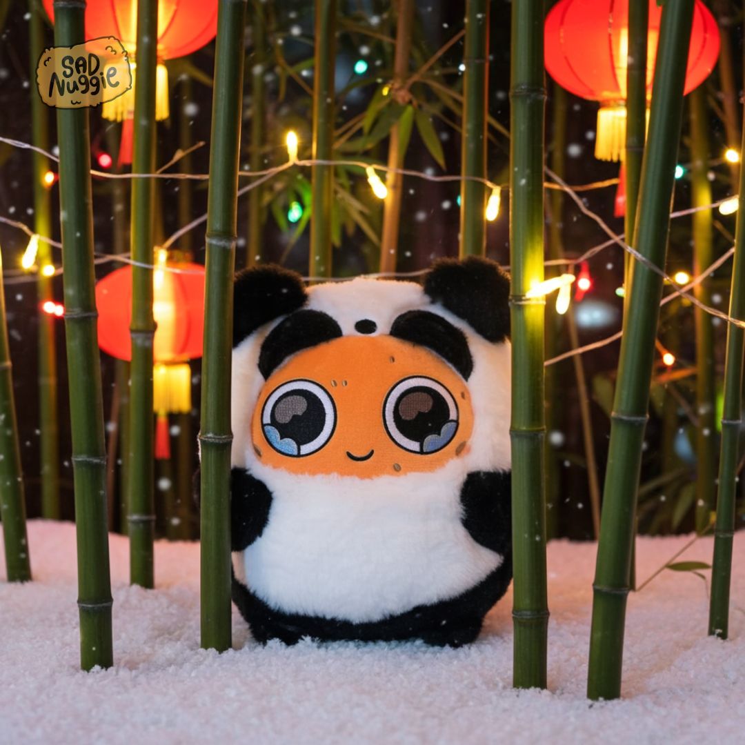 Fluffy Panda Sad Nuggie Plush