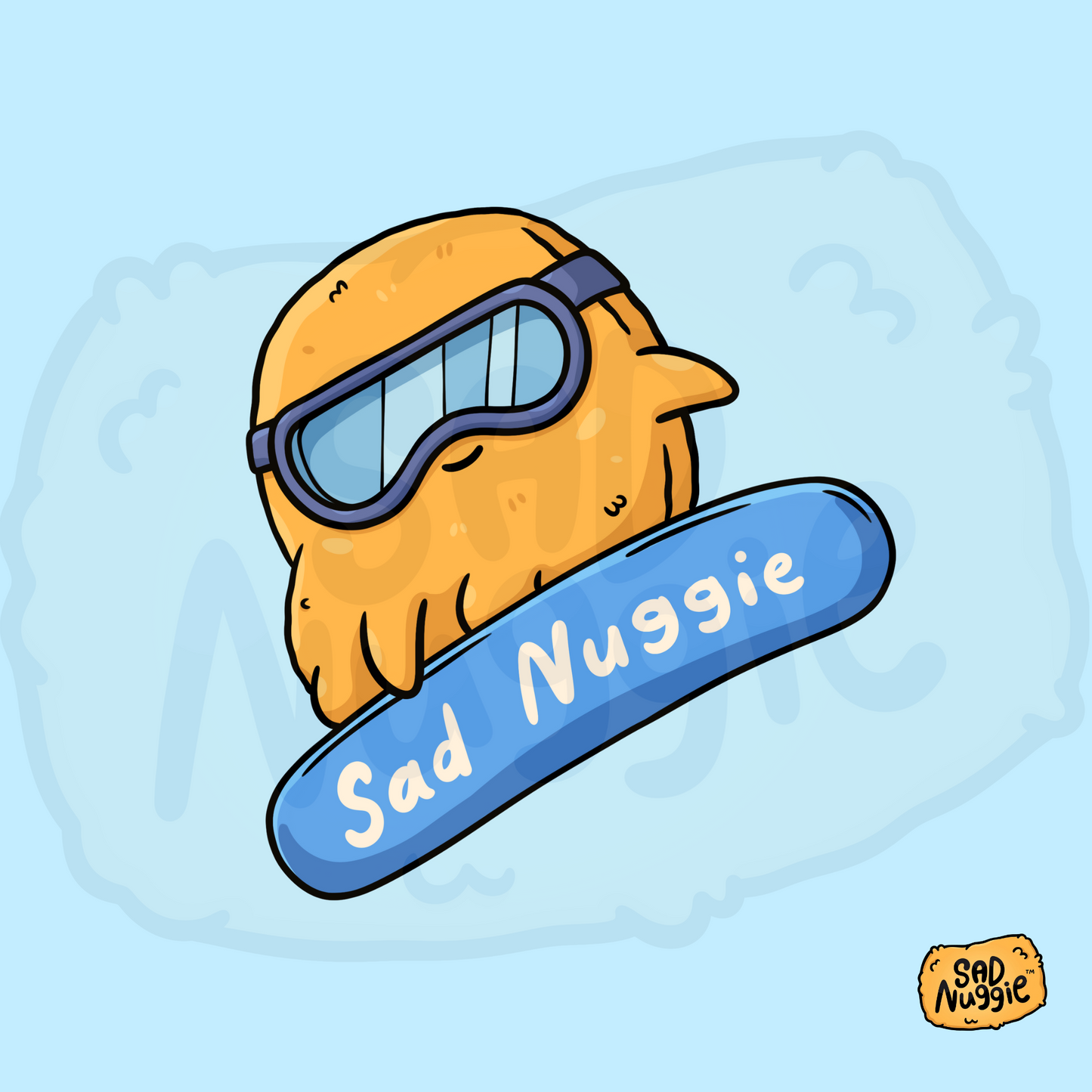 Snowboarding Sad Nuggie Aufkleber